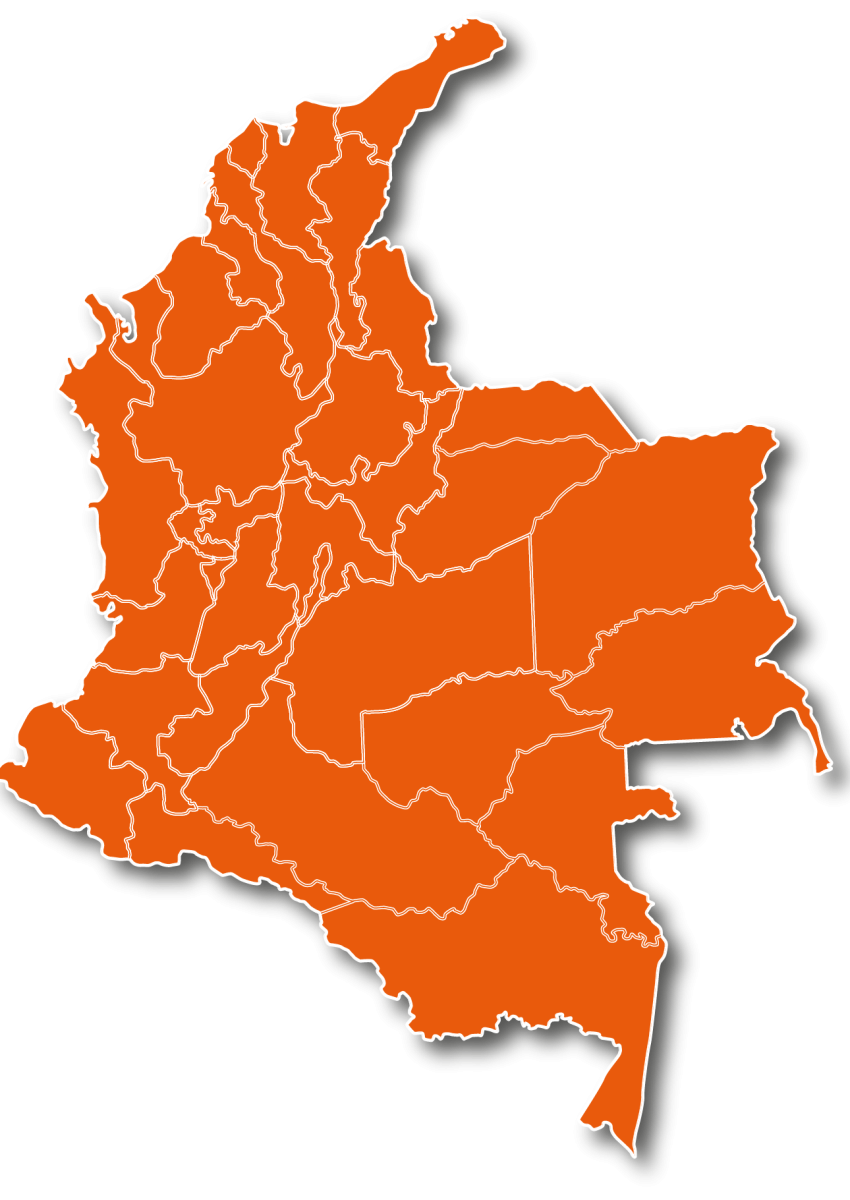 Mapa de Colombia con cordenadas de los Proyectos - Proseder